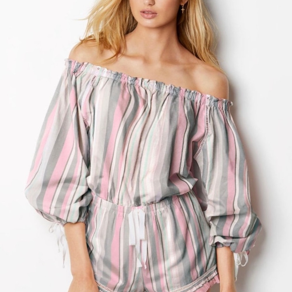 VICTORIA'S SECRET Striped Lounge Romper S